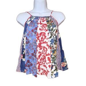 Euc Free Planet Colorful Cotton Flowy Boho Floral Tank Top Sz Sm